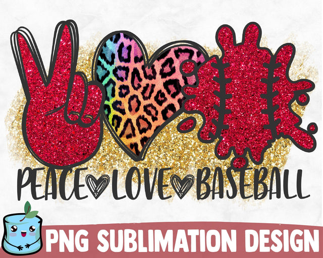 Peace Love Baseball Sublimation Design Sublimation MintyMarshmallows 