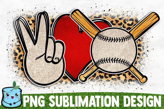 Peace Love Baseball Sublimation Design Sublimation MintyMarshmallows 