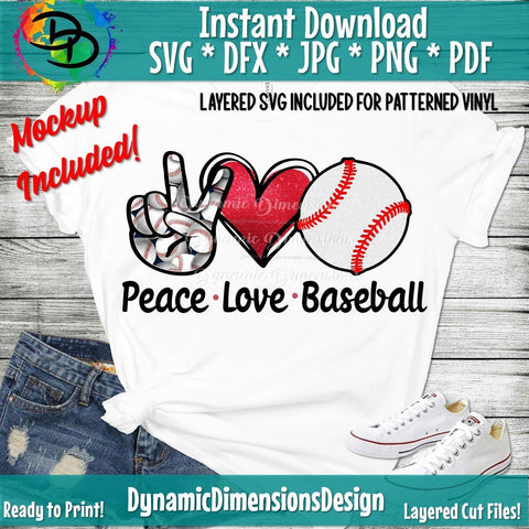 Peace love Baseball SVG DynamicDimensionsDesign 