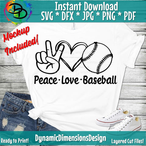 Peace love Baseball SVG DynamicDimensionsDesign 