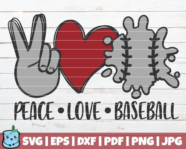 Peace Love Baseball SVG MintyMarshmallows 