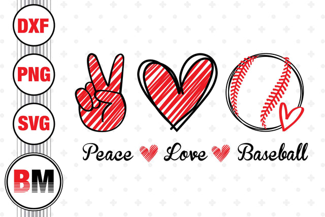 Peace Love Baseball SVG, PNG, DXF Files SVG BMDesign 