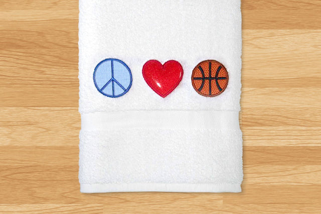 Peace Love Basketball Applique Embroidery Embroidery/Applique Designed by Geeks 