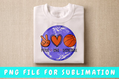 Peace Love Basketball PNG, Basketball Design For Sublimation Sublimation HappyDesignStudio 