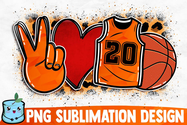 Peace Love Basketball Sublimation Design Sublimation MintyMarshmallows 