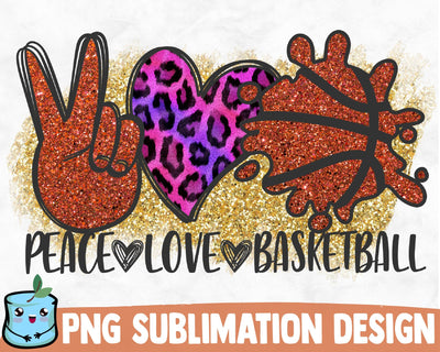 Peace Love Basketball Sublimation Design Sublimation MintyMarshmallows 