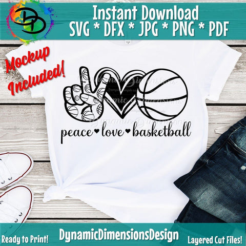 Peace Love Basketball SVG DynamicDimensionsDesign 