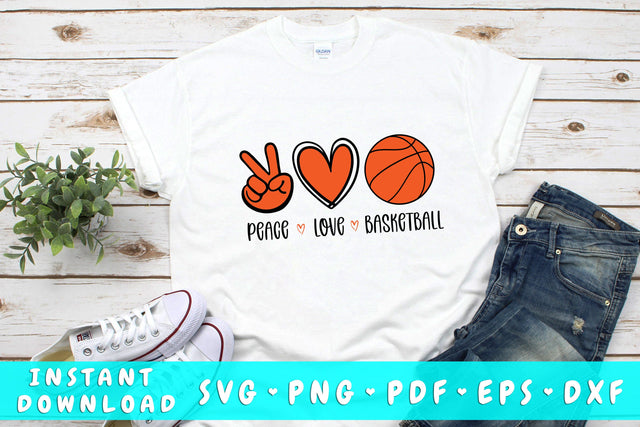 Peace Love Basketball SVG SVG HappyDesignStudio 