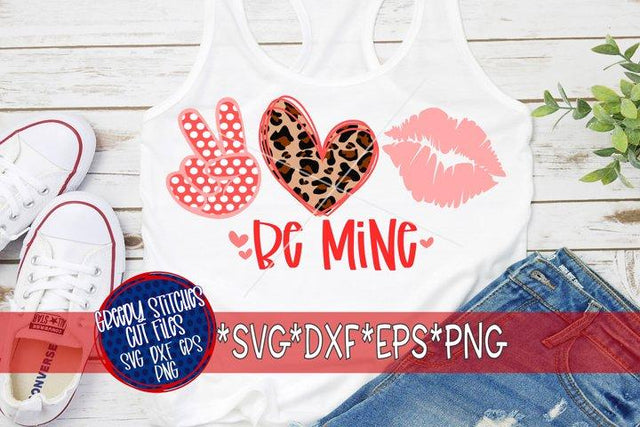 Peace Love Be Mine SVG DXF EPS PNG-Valentine's Day SVG SVG Greedy Stitches 