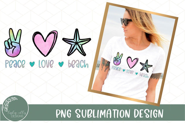 Peace Love Beach Sublimation Design-Peace Sublimation PNG Sublimation Linden Valley Designs 