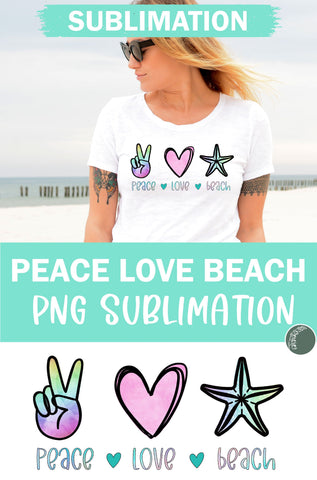 Peace Love Beach Sublimation Design-Peace Sublimation PNG Sublimation Linden Valley Designs 