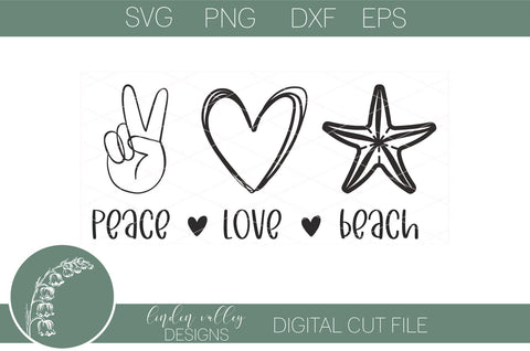 Peace Love Beach SVG-Beach SVG-Peace SVG SVG Linden Valley Designs 