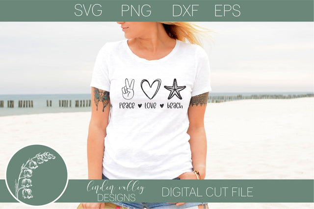Peace Love Beach SVG-Beach SVG-Peace SVG SVG Linden Valley Designs 