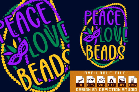 Peace Love Beads Mardi Gras Garland Shirt, Mardi Gras mask shirt, Happy Mardi Gras shirt print template Sketch DESIGN Depiction Studio 