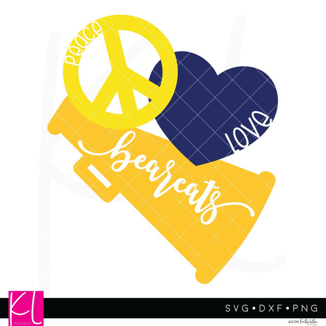 Peace Love Bearcats SVG Kelly Lollar Designs 