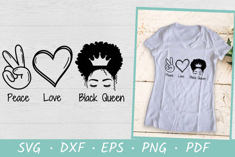 Peace Love Black Queen | Black Woman SVG | Afro Woman SVG SVG Irina Ostapenko 