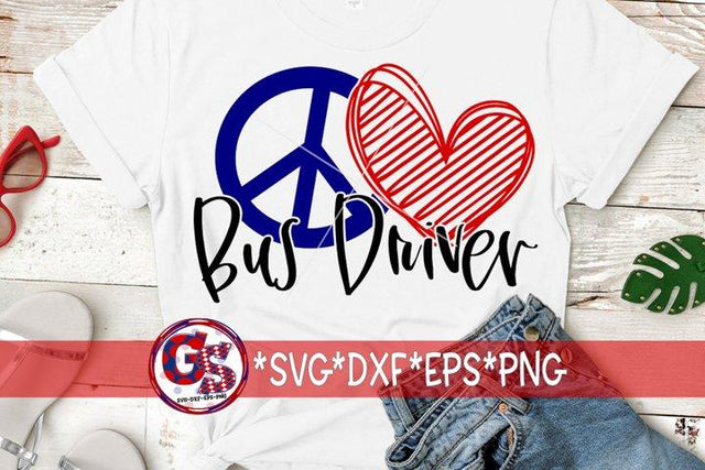 Peace Love Bus Driver-SVG DXF EPS PNG SVG Greedy Stitches 