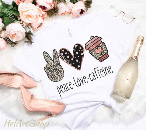 Peace Love Caffeine Png, Sublimation Png Sublimation _HelArtShop_ 