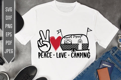 Peace Love Camping svg dxf png. Funny RV Camper Svg. Trailer Svg. Camping Quote Svg. Retirement Trailer Campers Drunks Svg SVG Mint And Beer Creations 