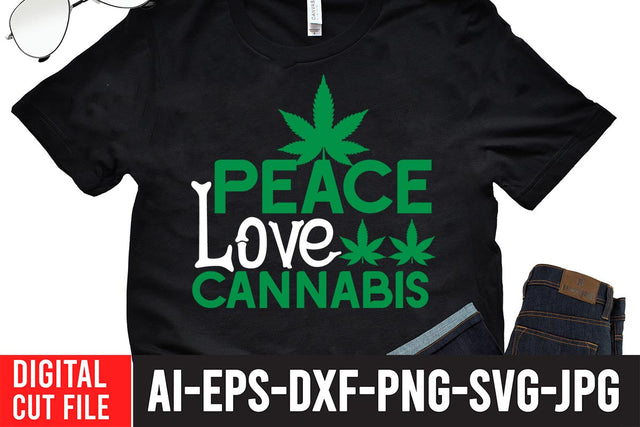 Peace Love Cannabis SVG Cut File SVG BlackCatsMedia 