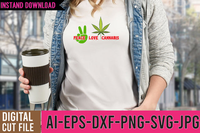 Peace Love Cannabis SVG Cut File SVG BlackCatsMedia 
