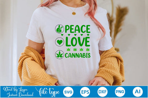Peace Love Cannabis SVG SVGs,Quotes and Sayings,Food & Drink,On Sale, Print & Cut SVG DesignPlante 503 