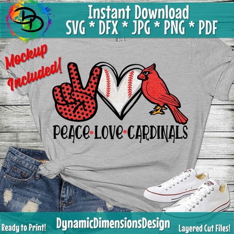 Peace Love Cardinals SVG DynamicDimensionsDesign 