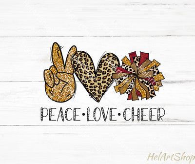 Peace Love Cheer PNG | Cheerleader Sublimation PNG Sublimation _HelArtShop_ 