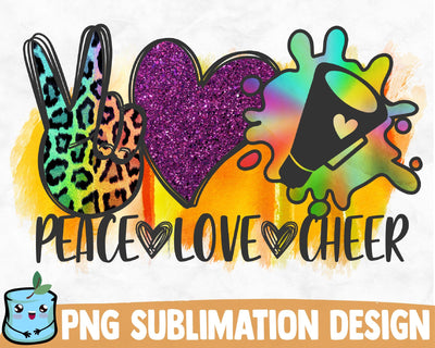 Peace Love Cheer Sublimation Design Sublimation MintyMarshmallows 