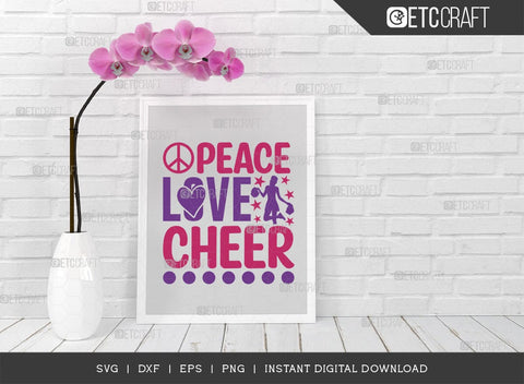 Peace Love Cheer SVG Cut File, Cheerleading Svg, Cheer Svg, Cheer Life Svg, Cheer Team Svg, Cheer Quotes, TG 01446 SVG ETC Craft 