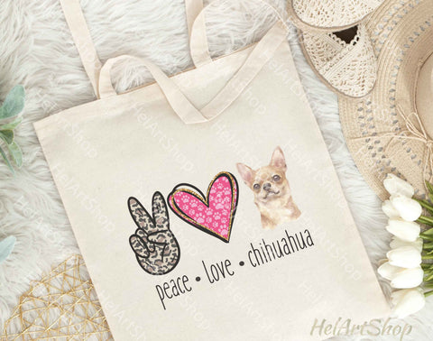 Peace Love Chihuahua PNG, Sublimation PNG Sublimation _HelArtShop_ 