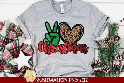Peace Love Christmas | Leopard Christmas Sublimation PNG Sublimation Cheese Toast Digitals 