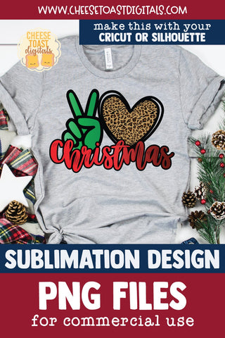Peace Love Christmas | Leopard Christmas Sublimation PNG Sublimation Cheese Toast Digitals 
