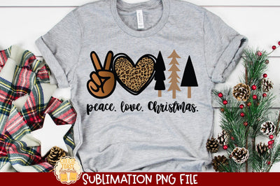 Peace Love Christmas | Leopard Christmas Sublimation PNG Sublimation Cheese Toast Digitals 