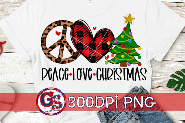 Peace Love Christmas PNG for Sublimation Sublimation Greedy Stitches 