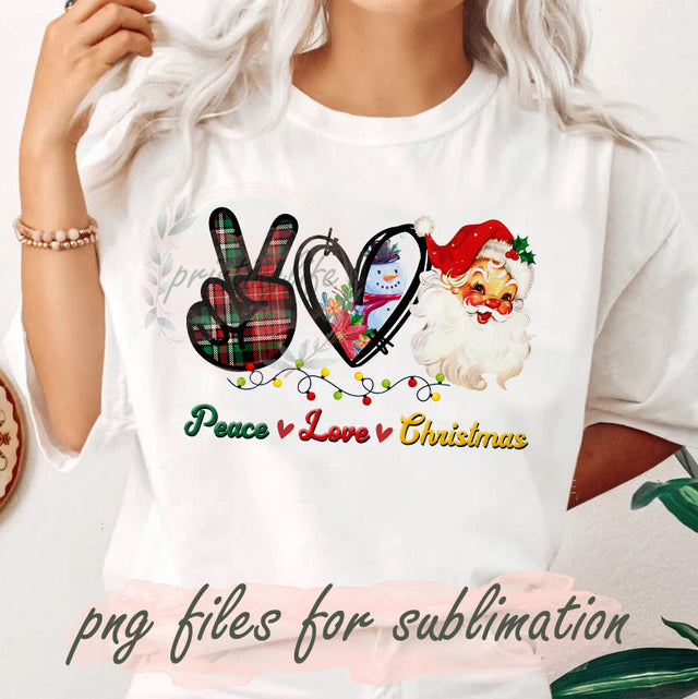 Peace Love Christmas Png, Santa Design Png, Merry Christmas Png, Christmas Light, Buffalo Plaid Png, Christmas Sublimation Png, Love Christmas Png, Holiday Png, Instant Download Sublimation PrintingLife 