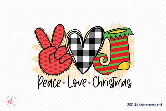 Peace Love Christmas PNG Sublimation Design Sublimation CraftLabSVG 