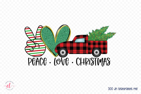Peace Love Christmas PNG Sublimation Design Sublimation CraftLabSVG 
