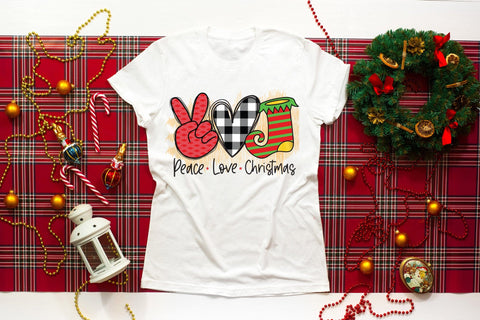 Peace Love Christmas PNG Sublimation Design Sublimation CraftLabSVG 