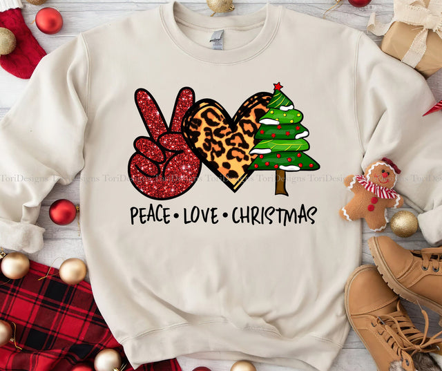 Peace Love Christmas PNG Sublimation Design Sublimation ToriDesigns 