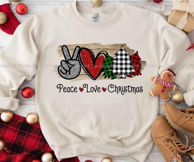 Peace love Christmas PNG Sublimation Design Sublimation ToriDesigns 