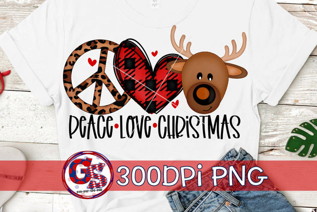 Peace Love Christmas Reindeer PNG for Sublimation-Christmas PNG Sublimation Greedy Stitches 