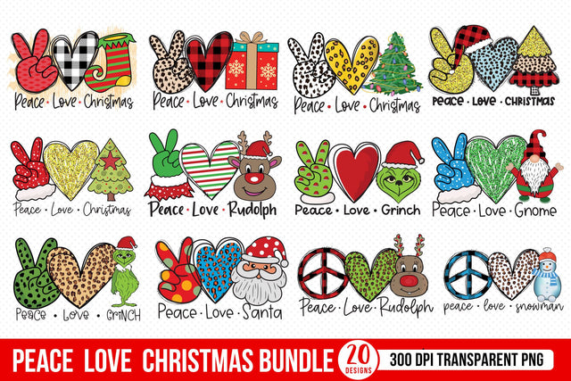Peace Love Christmas Sublimation Bundle Sublimation CraftLabSVG 