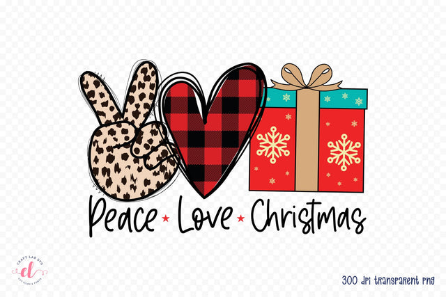 Peace Love Christmas Sublimation Design PNG Sublimation CraftLabSVG 