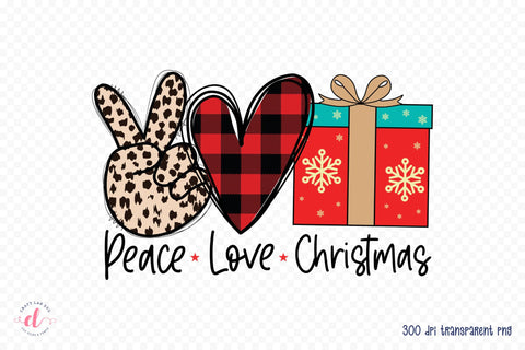 Peace Love Christmas Sublimation Design PNG Sublimation CraftLabSVG 