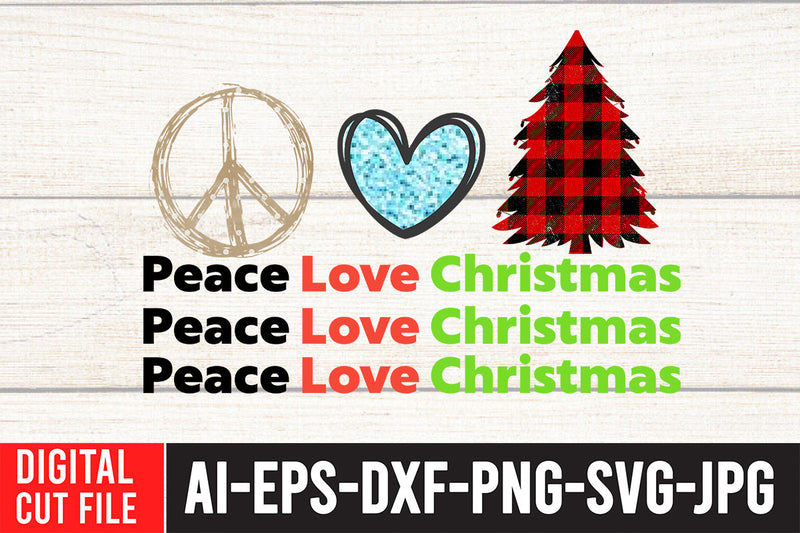 Peace Love Christmas Sublimation Design Sublimation BlackCatsMedia 
