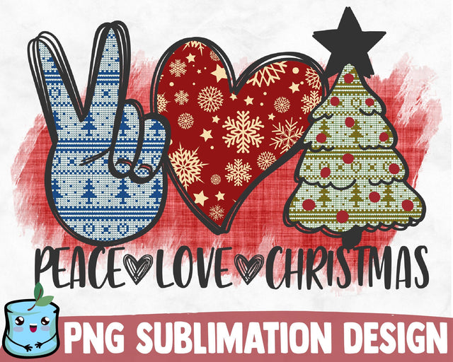 Peace Love Christmas Sublimation Design Sublimation MintyMarshmallows 