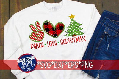 Peace Love Christmas SVG DXF EPS PNG SVG Greedy Stitches 