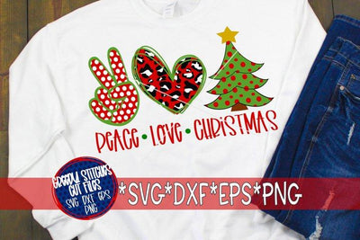 Peace Love Christmas SVG DXF EPS PNG SVG Greedy Stitches 