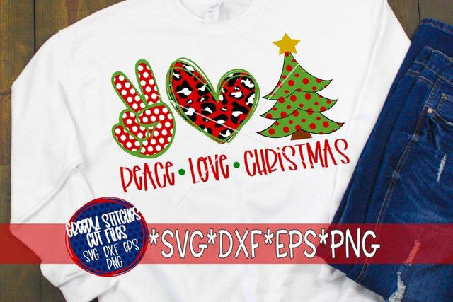 Peace Love Christmas SVG DXF EPS PNG SVG Greedy Stitches 